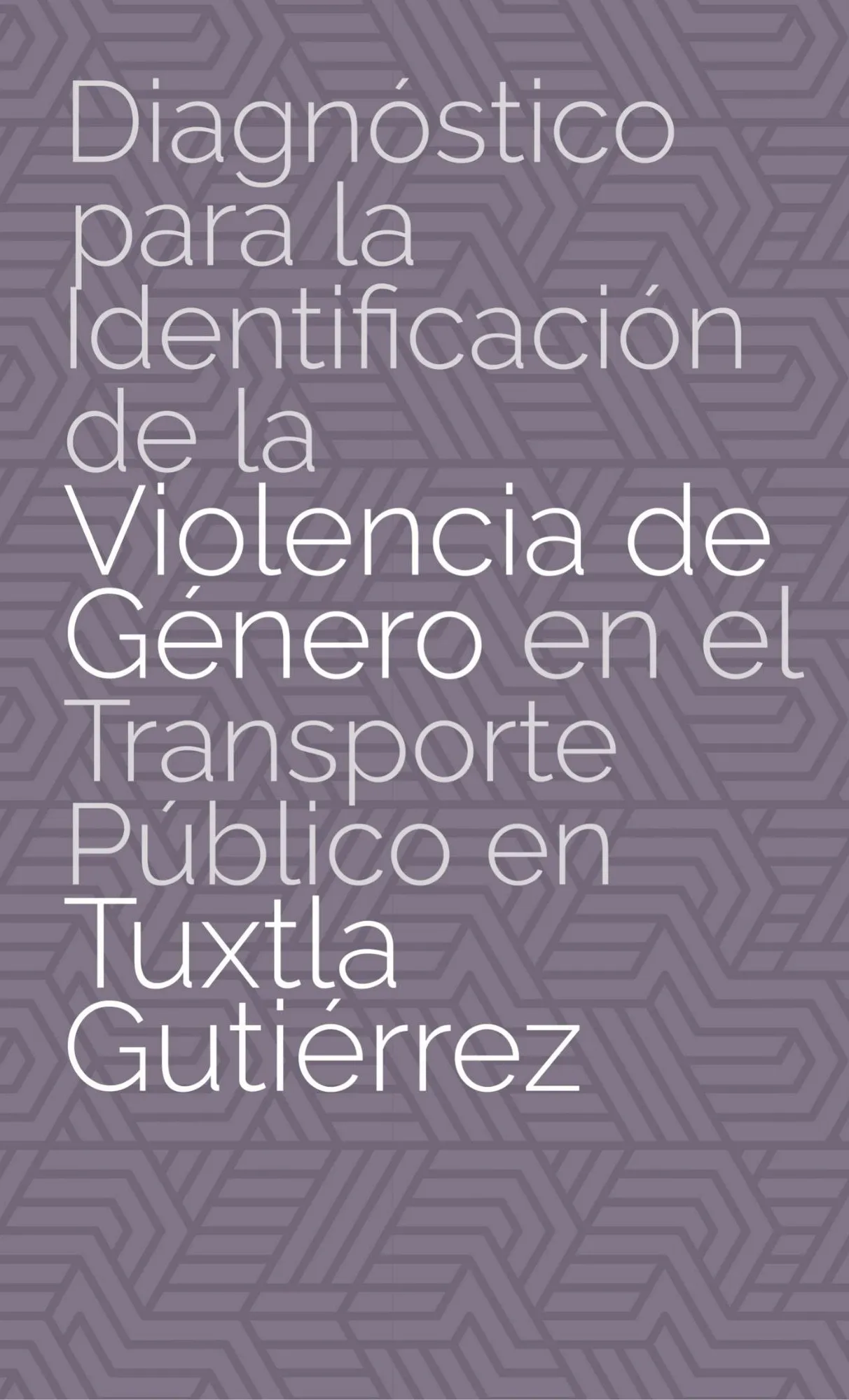 Portada en color morado con letras con el título Diagnóstico para la identificación de la Violencia de Género en el Transporte Público en Tuxtla Gutiérrez 